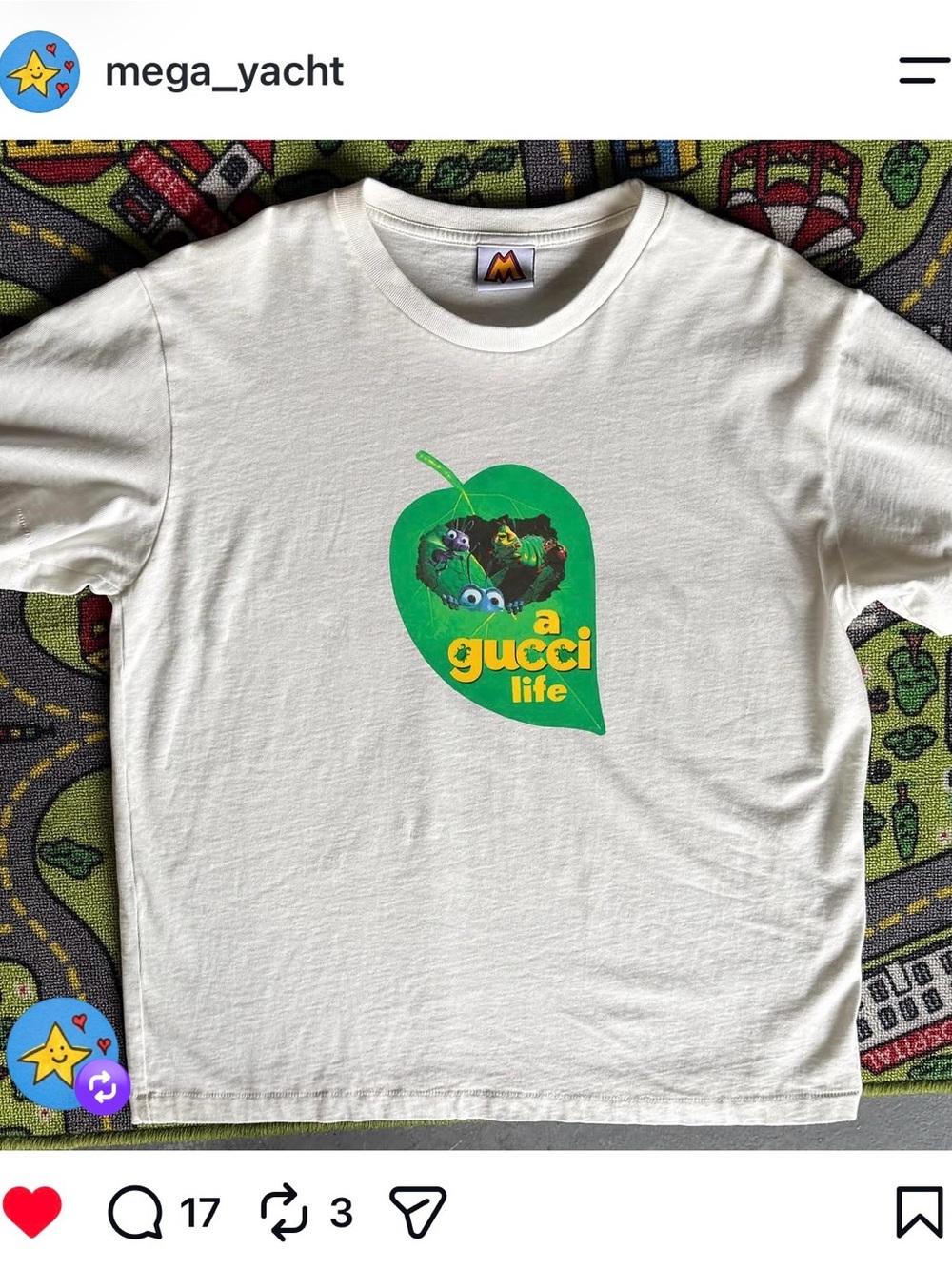 White Graphic Short Sleeve Tee with Green Leaf Print